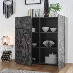 Wohnen Sideboards<Doppeltür Kommode in Dunkelgrau Hochglanz - Kuriasna
