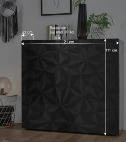Wohnen Sideboards<Doppeltür Kommode in Dunkelgrau Hochglanz - Kuriasna