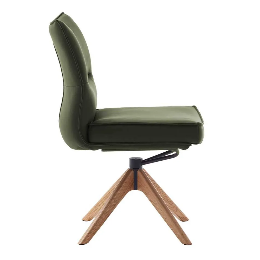 Wohnen Stühle<Drehbare Lederstühle in Oliv Grün - Diziana (2er Set)