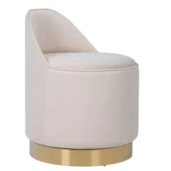 Wohnen Hocker<Drehbarer Hocker in Cremeweiß Samt - Yaderra