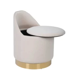 Wohnen Hocker<Drehbarer Hocker in Cremeweiß Samt - Yaderra