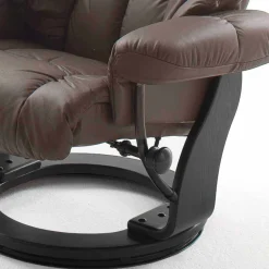 Wohnen Sessel<Drehbarer Ledersessel in Braun mit Relaxfunktion Roco inkl. Hocker (zweiteilig)