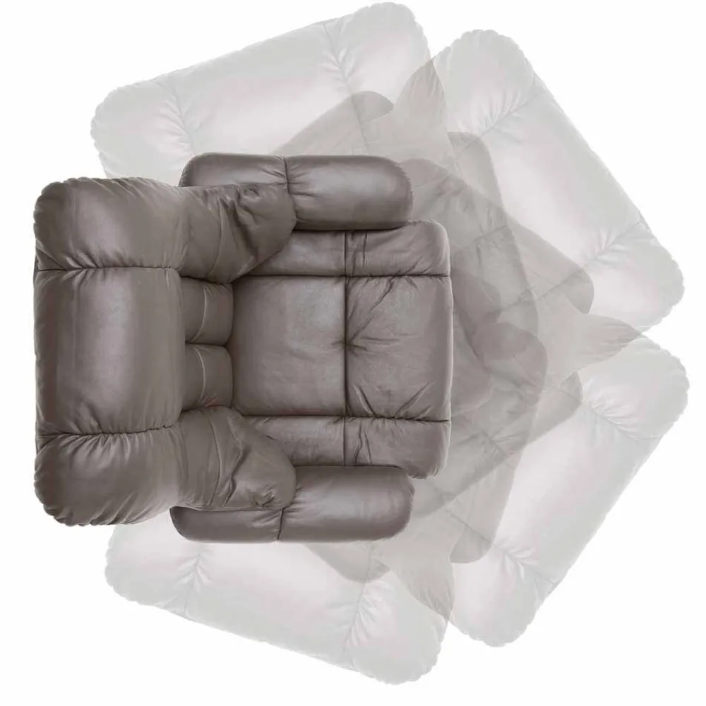 Wohnen Sessel<Drehbarer Ledersessel in Braun mit Relaxfunktion Roco inkl. Hocker (zweiteilig)