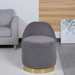 Wohnen Hocker<Drehbarer Polsterhocker in Grau und Gold - Riety