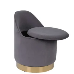Wohnen Hocker<Drehbarer Polsterhocker in Grau und Gold - Riety