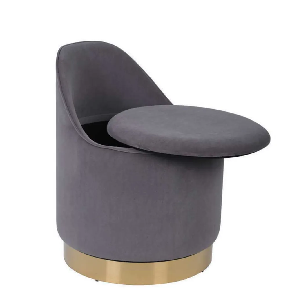 Wohnen Hocker<Drehbarer Polsterhocker in Grau und Gold - Riety
