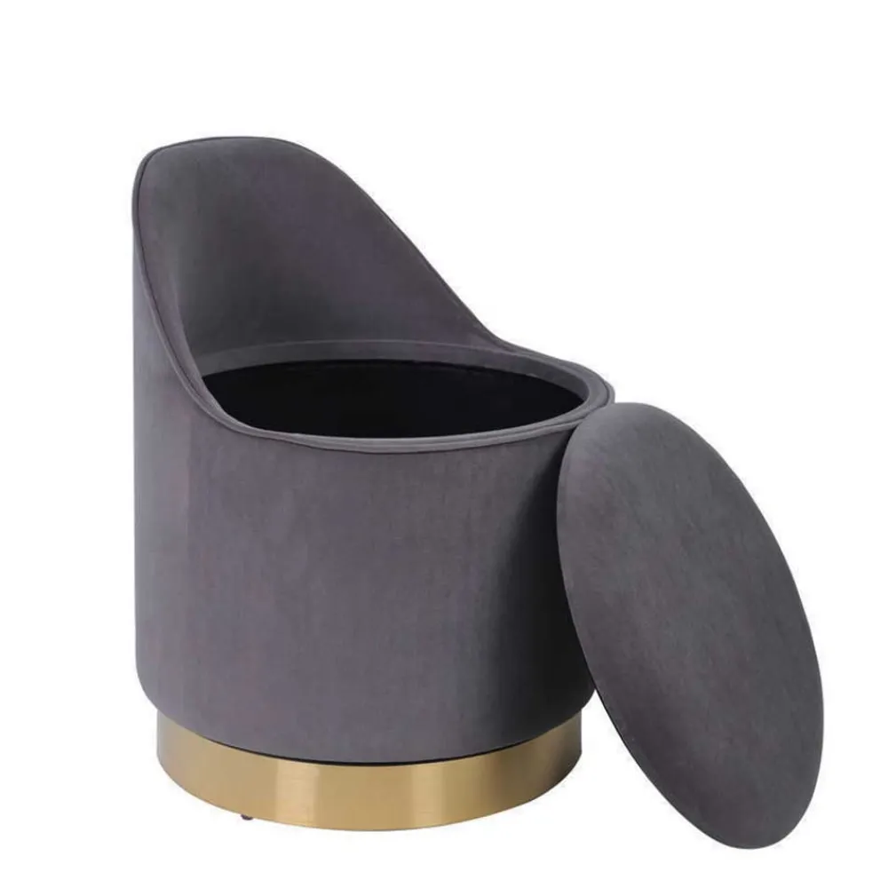 Wohnen Hocker<Drehbarer Polsterhocker in Grau und Gold - Riety