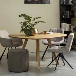Wohnen Stühle<Drehbarer Polsterstuhl aus Boucle Stoff in Beige - Magan