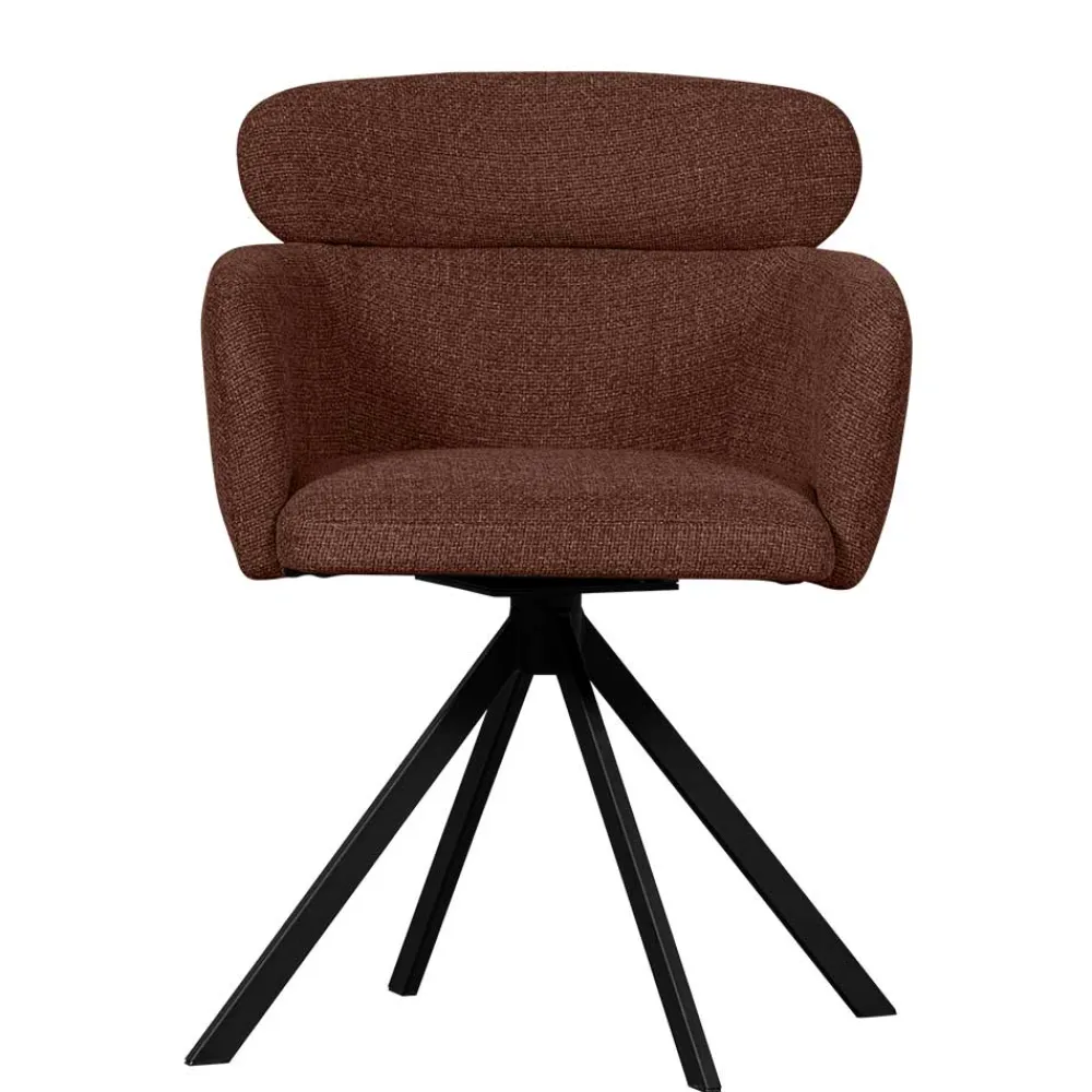 Wohnen Stühle<Drehbarer Polsterstuhl in Kastanienbraun Stoff - Rajavo (2er Set)