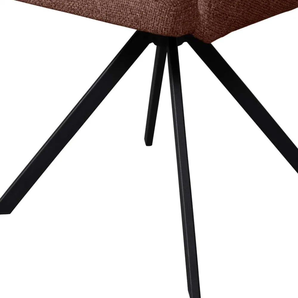 Wohnen Stühle<Drehbarer Polsterstuhl in Kastanienbraun Stoff - Rajavo (2er Set)