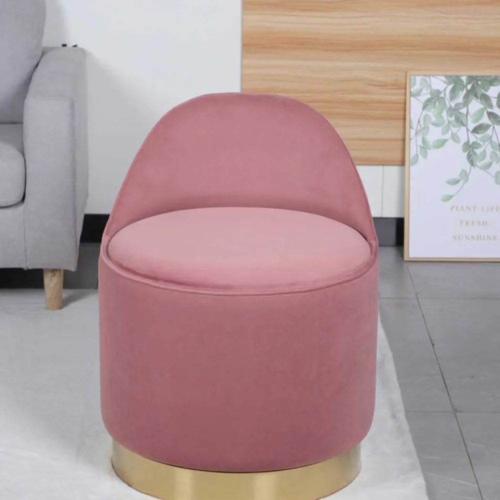 Wohnen Hocker<Drehbarer Samt Polsterhocker in Altrosa mit Gold - Fanandro