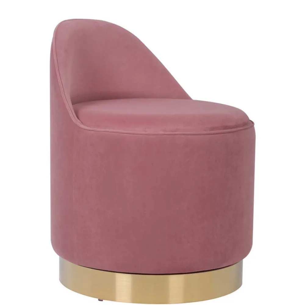 Wohnen Hocker<Drehbarer Samt Polsterhocker in Altrosa mit Gold - Fanandro