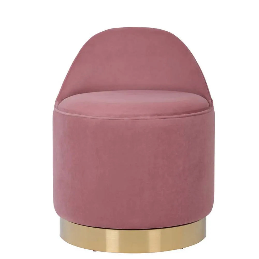 Wohnen Hocker<Drehbarer Samt Polsterhocker in Altrosa mit Gold - Fanandro