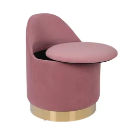 Wohnen Hocker<Drehbarer Samt Polsterhocker in Altrosa mit Gold - Fanandro