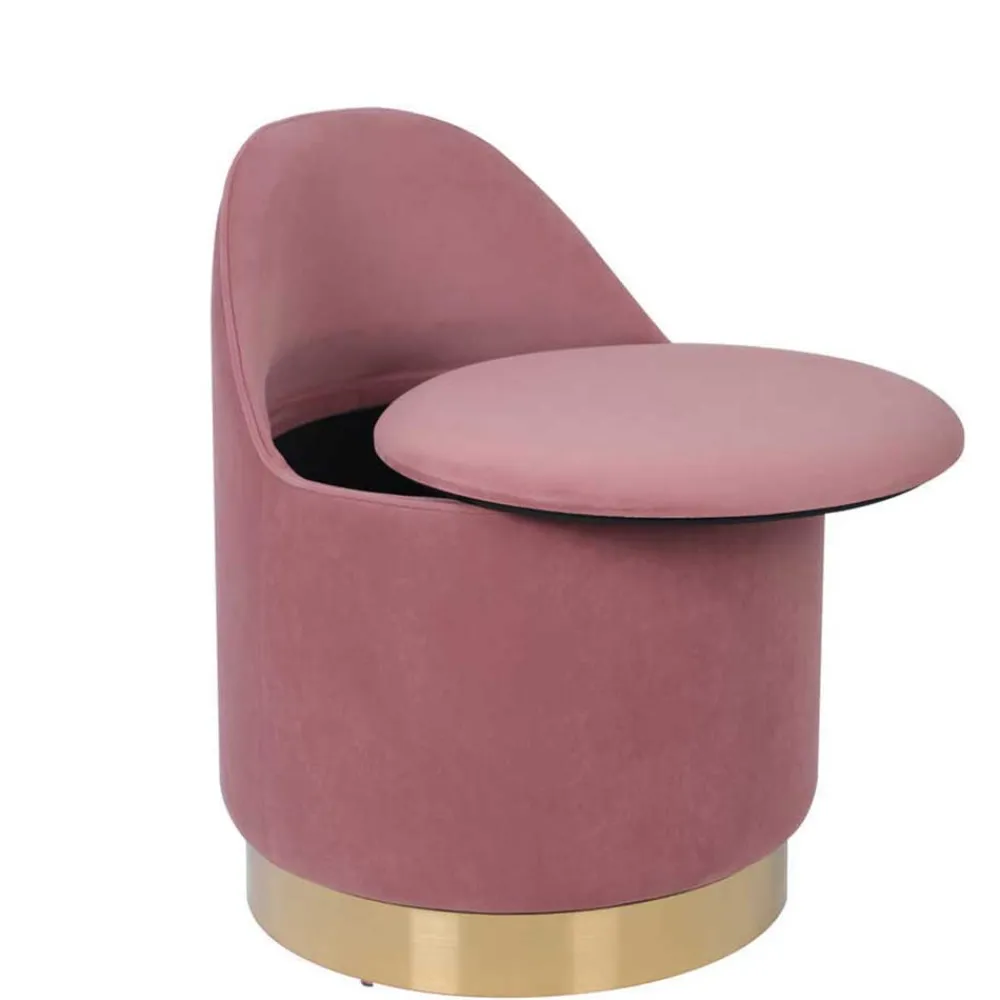 Wohnen Hocker<Drehbarer Samt Polsterhocker in Altrosa mit Gold - Fanandro