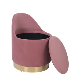 Wohnen Hocker<Drehbarer Samt Polsterhocker in Altrosa mit Gold - Fanandro
