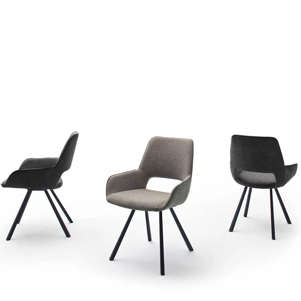 Wohnen Stühle<Drehbarer Tischsessel in hellem Grau - Kiano (2er Set)