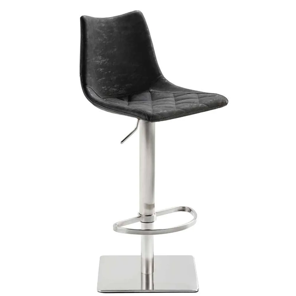 Wohnen Hocker<Drehbarer Tresenstuhl aus Kunstleder Schwarz - Sanlina