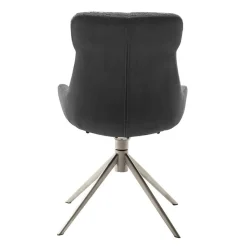Wohnen Stühle<Drehstühle in Anthrazit mit Edelstahl - Danah (2er Set)