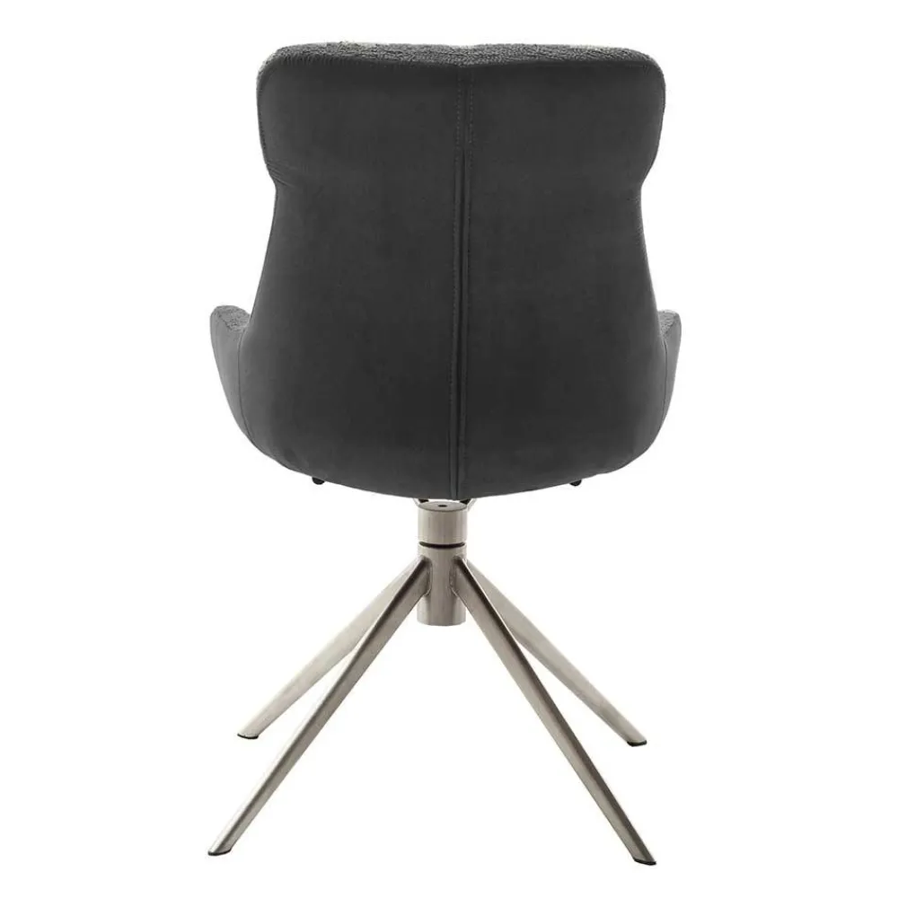 Wohnen Stühle<Drehstühle in Anthrazit mit Edelstahl - Danah (2er Set)