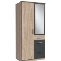 Wohnen Kleiderschränke<Drehtürenschrank in Eiche Sägerau Optik - Danah