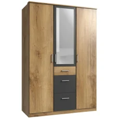 Wohnen Kleiderschränke|Schränke<Drehtürenschrank in Plankeneiche Holzdekor - Leviza