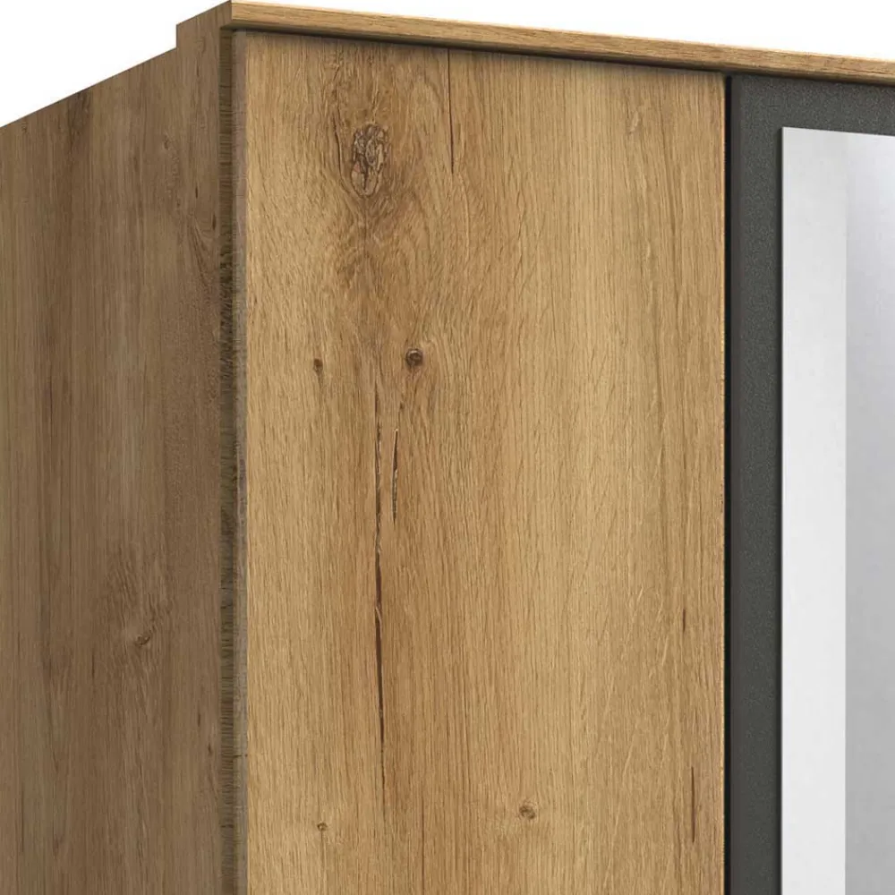 Wohnen Kleiderschränke|Schränke<Drehtürenschrank in Plankeneiche Holzdekor - Leviza