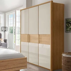 Wohnen Kleiderschränke|Schränke<Drehtürenschrank mit Glasfront in Beige - Emdsiva