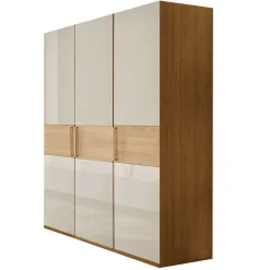 Wohnen Kleiderschränke|Schränke<Drehtürenschrank mit Glasfront in Beige - Emdsiva