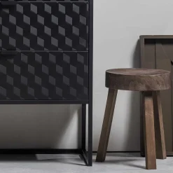 Wohnen Hocker<Dreibein Hocker in Dunkelbraun - Abelynta (2er Set)