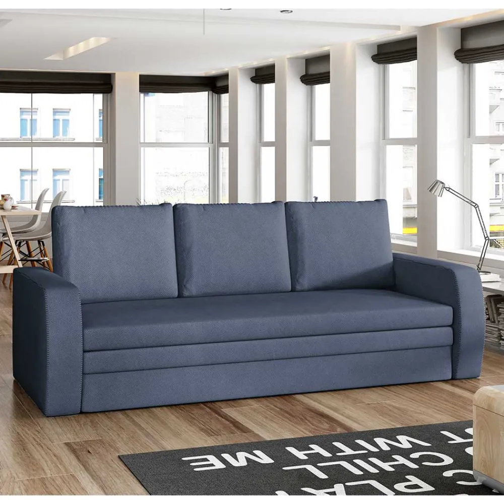 Wohnen Sofas<Dreisitzer Ausziehsofa in Jeansblau Samt - Adrerra