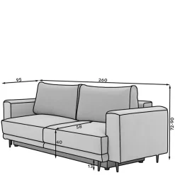 Wohnen Betten|Sofas<Dreisitzer Bettcouch in Dunkelblau Stoff - Boston