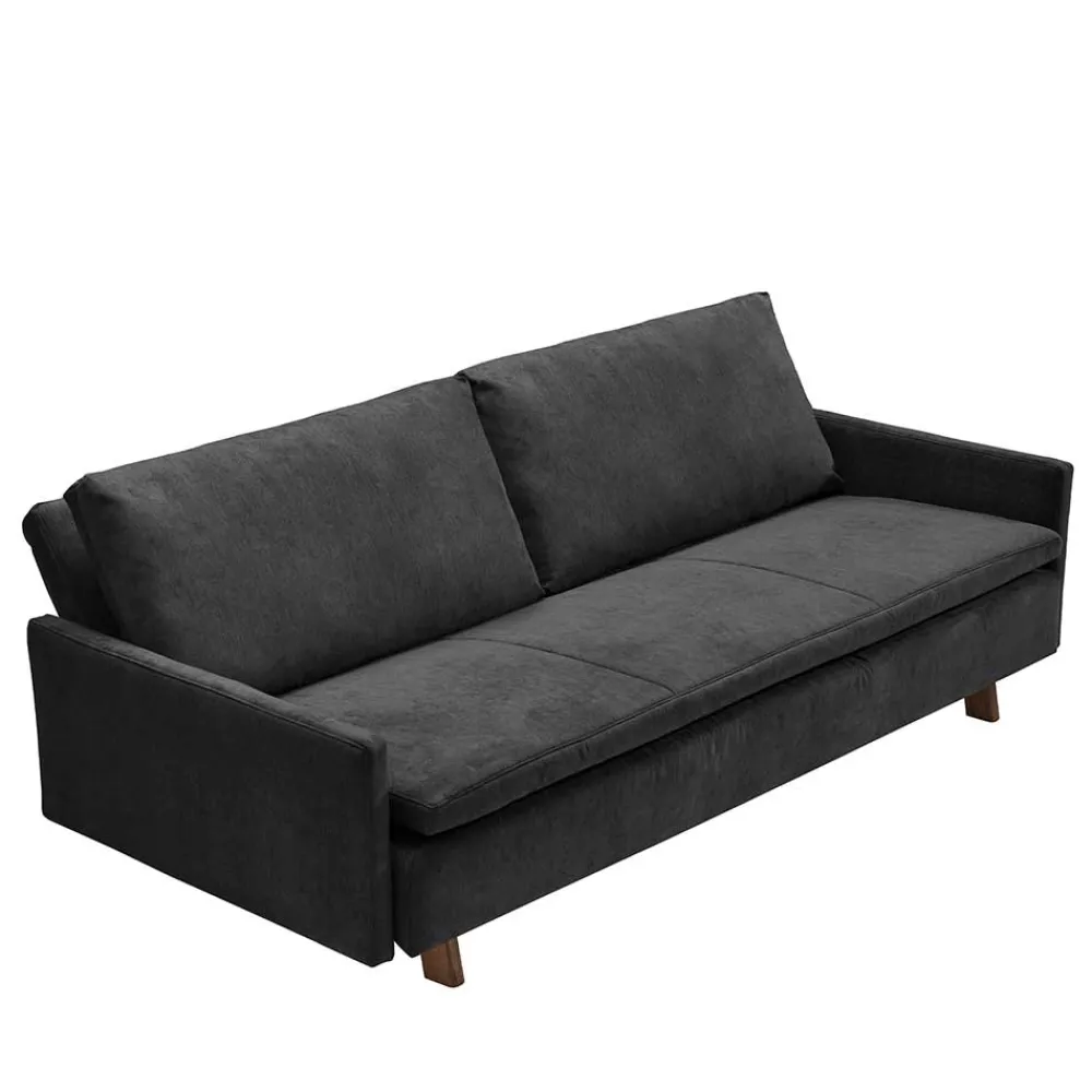 Wohnen Sofas<Dreisitzer Bettcouch in Schwarz mit Eiche - Bornholma
