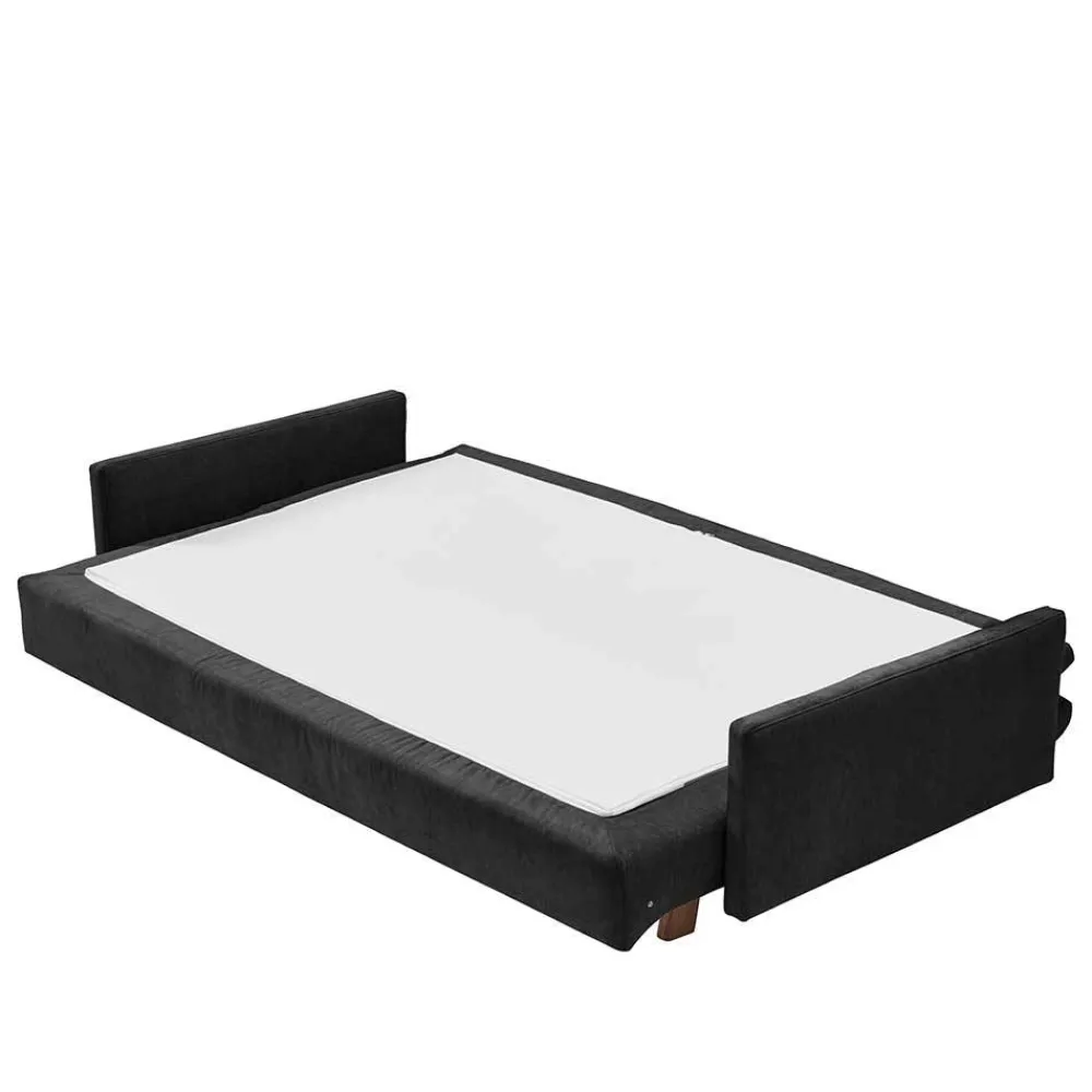 Wohnen Sofas<Dreisitzer Bettcouch in Schwarz mit Eiche - Bornholma
