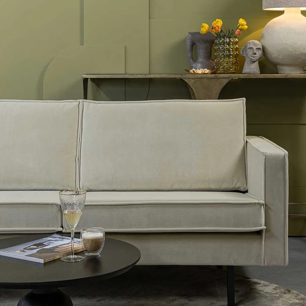 Wohnen Sofas<Dreisitzer Couch in Graugrün Samtbezug - Vontada