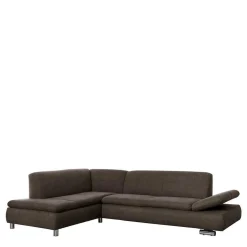 Wohnen Sofas<Dreisitzer Ecksofa in Dunkelbraun mit Chrom - Sona
