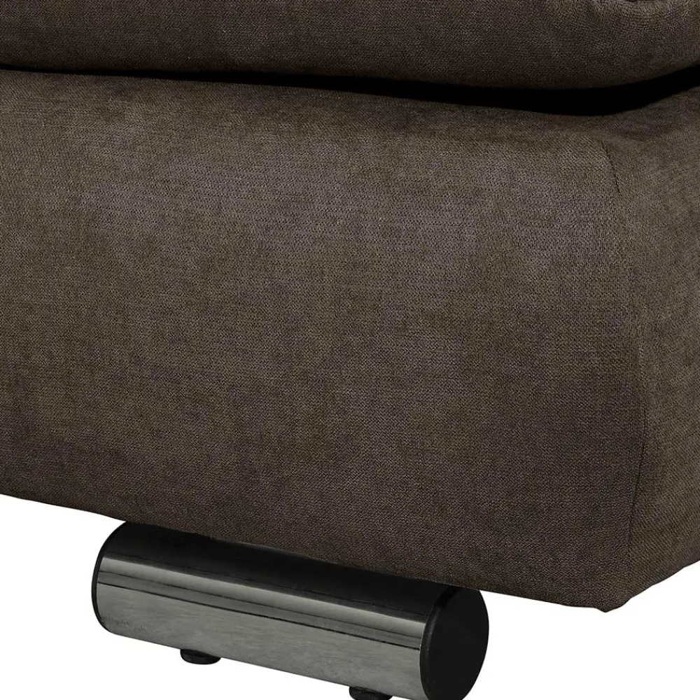 Wohnen Sofas<Dreisitzer Ecksofa in Dunkelbraun mit Chrom - Sona