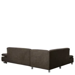 Wohnen Sofas<Dreisitzer Ecksofa in Dunkelbraun mit Chrom - Sona