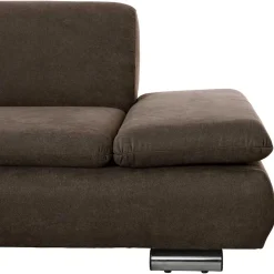 Wohnen Sofas<Dreisitzer Ecksofa in Dunkelbraun mit Chrom - Sona