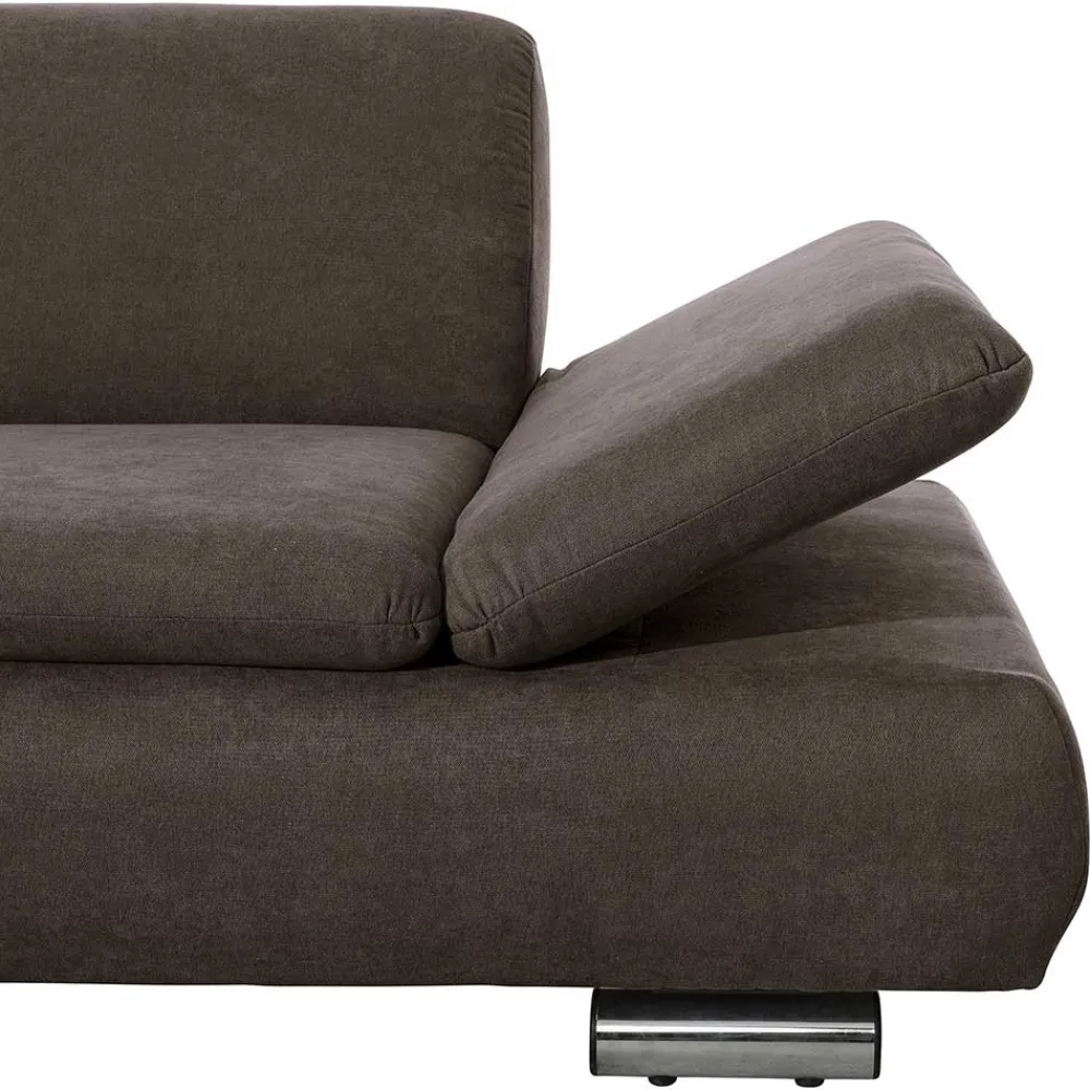Wohnen Sofas<Dreisitzer Ecksofa in Dunkelbraun mit Chrom - Sona