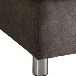 Wohnen Sofas<Dreisitzer Ecksofa in Dunkelbraun mit Chrom - Sona