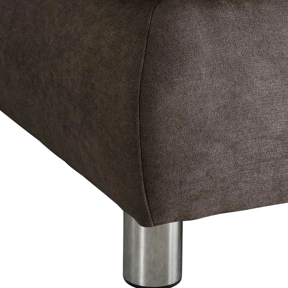 Wohnen Sofas<Dreisitzer Ecksofa in Dunkelbraun mit Chrom - Sona