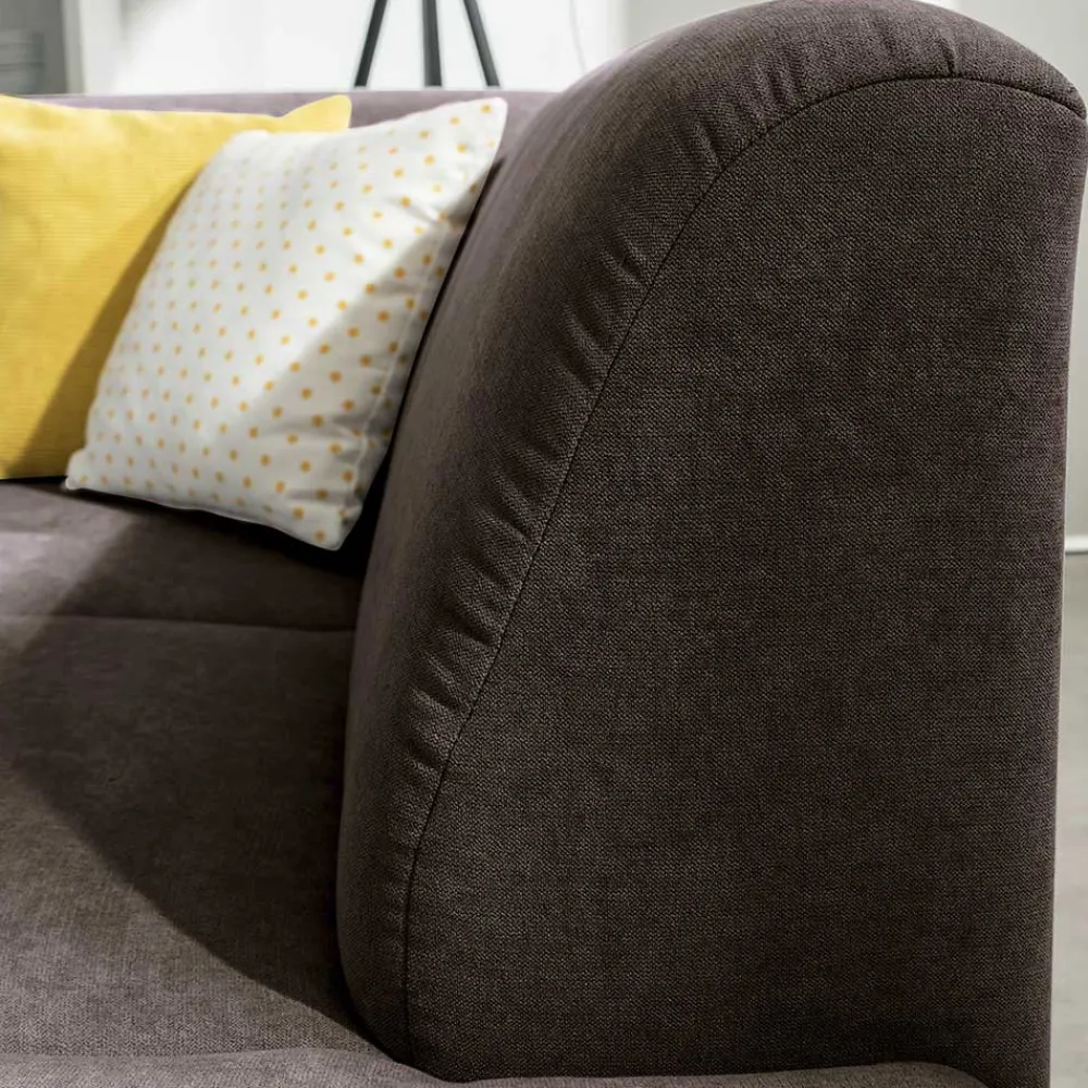 Wohnen Sofas<Dreisitzer Ecksofa in Dunkelbraun mit Chrom - Sona