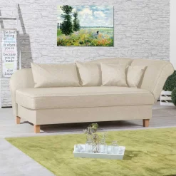 Wohnen Sofas<Dreisitzer Polsterliege in Beige mit Buche - Salverna