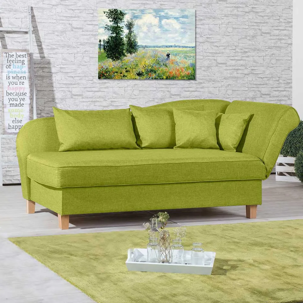 Wohnen Sofas<Dreisitzer Polsterliege in Gelbgrün mit Buche - Blace