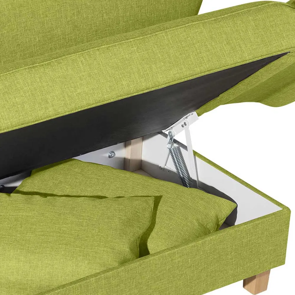 Wohnen Sofas<Dreisitzer Polsterliege in Gelbgrün mit Buche - Blace