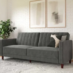Wohnen Betten|Sofas<Dreisitzer Schlafcouch in Grau Samt - Lessia