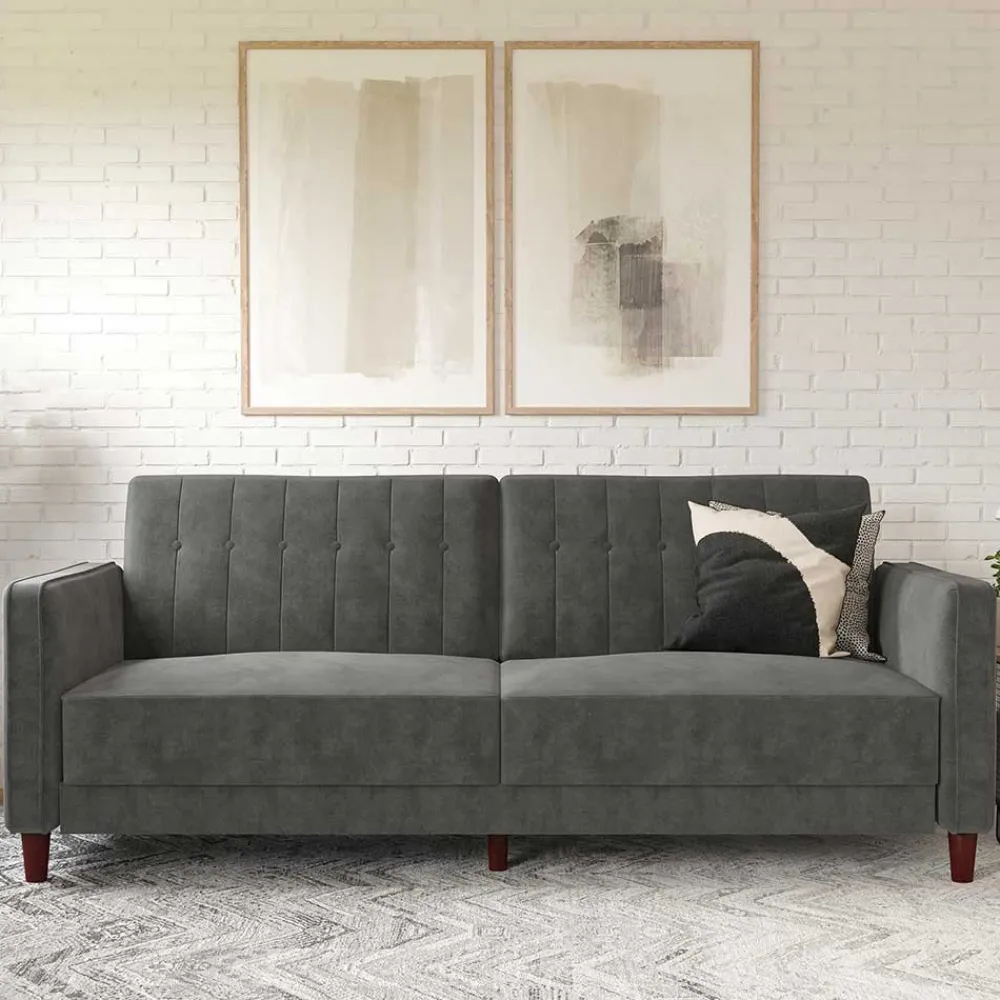 Wohnen Betten|Sofas<Dreisitzer Schlafcouch in Grau Samt - Lessia