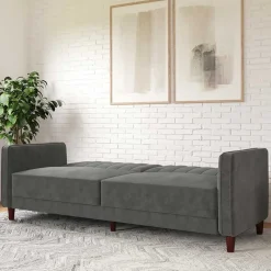 Wohnen Betten|Sofas<Dreisitzer Schlafcouch in Grau Samt - Lessia