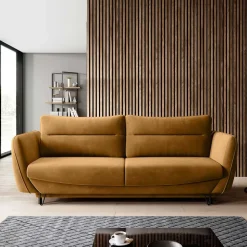 Wohnen Sofas<Dreisitzer Schlafcouch in Senfgelb Samt - Ombragon